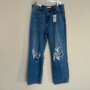 NWT Encore Women’s High Rise Destroyed Wide Leg Jeans Size 11 Juniors Blue